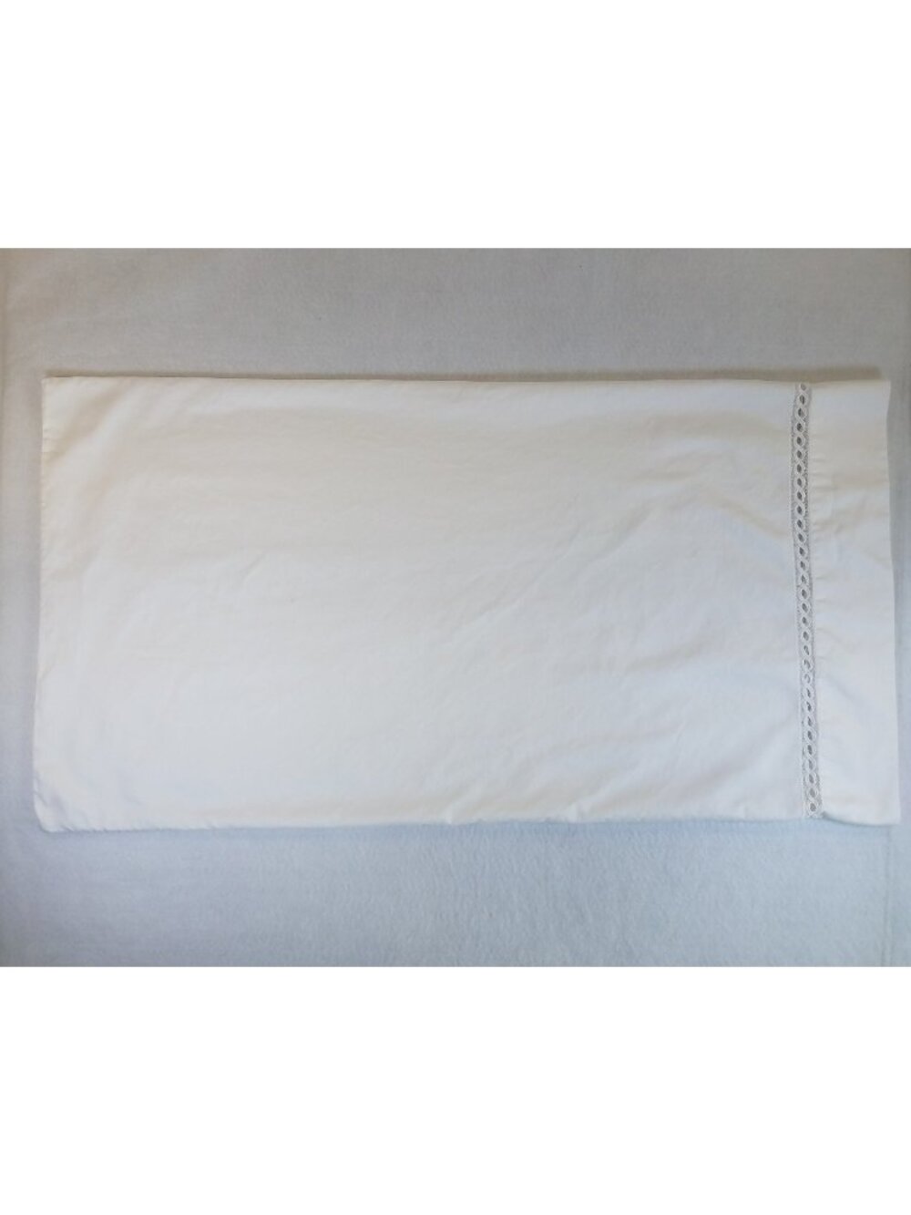 Sferra Millesimo King Pillow Case White 20"X39" Italian Lace Inset Cotton